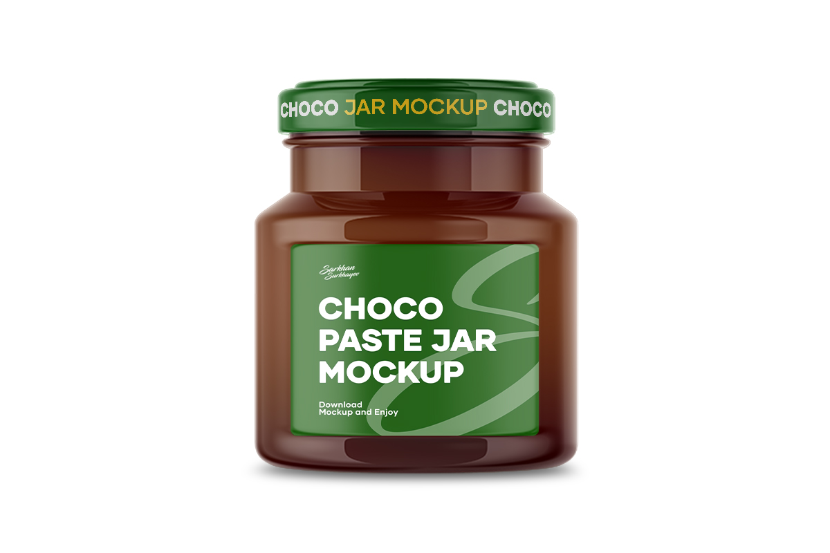 玻璃巧克力酱罐模型glass_chocolate_spread_jar_mockup