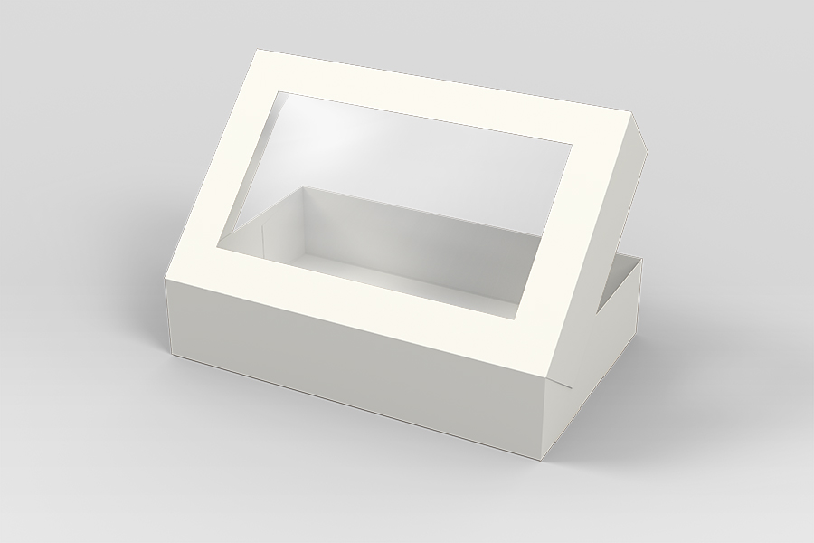 窗口包装样机v1.0的纸质翻转式顶盒 Paper Flip Top Box with Window Packaging Mockup