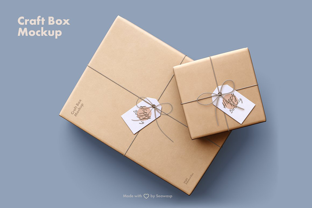 牛皮纸礼盒样机Craft_Paper_Giftbox_Mockup