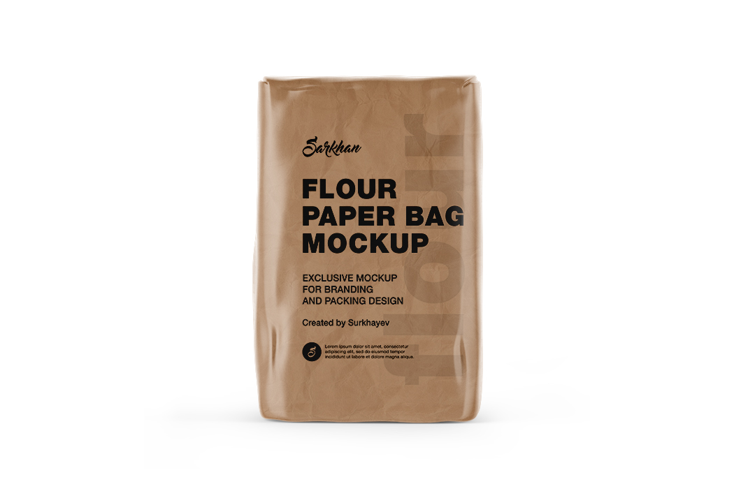 牛皮纸面粉袋模型-kraft-paper-flour-bag-mockupisolated