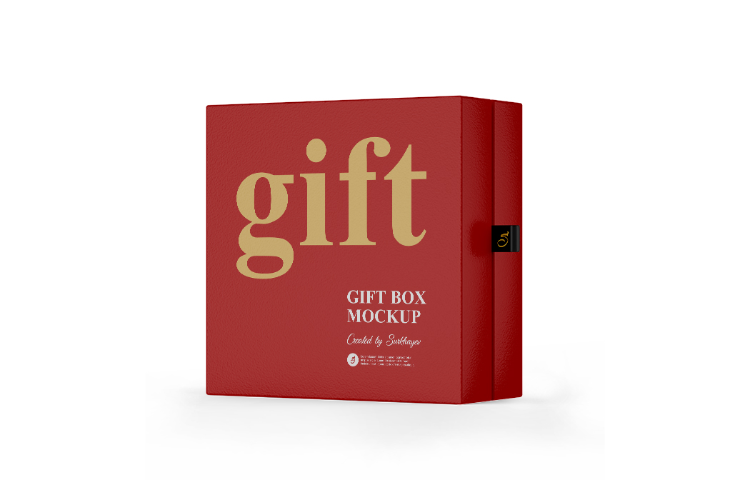 哑光礼物礼盒模型-matte-gift-box-mockup-isolated