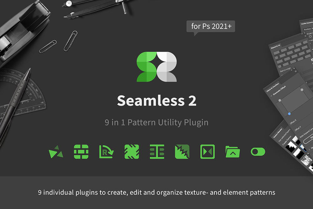 PS无缝插件汉化版 Seamless 2 - Pattern Utility Plugin-班族客站